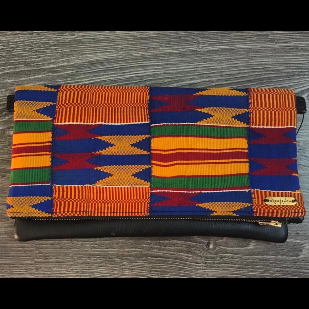 Black African print cross body bag